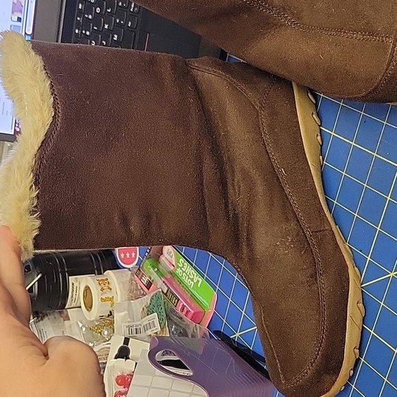 Polaredge Brown Suede Fur Cuff Thinsulate Triple Button Size 10 - Picture 4 of 10